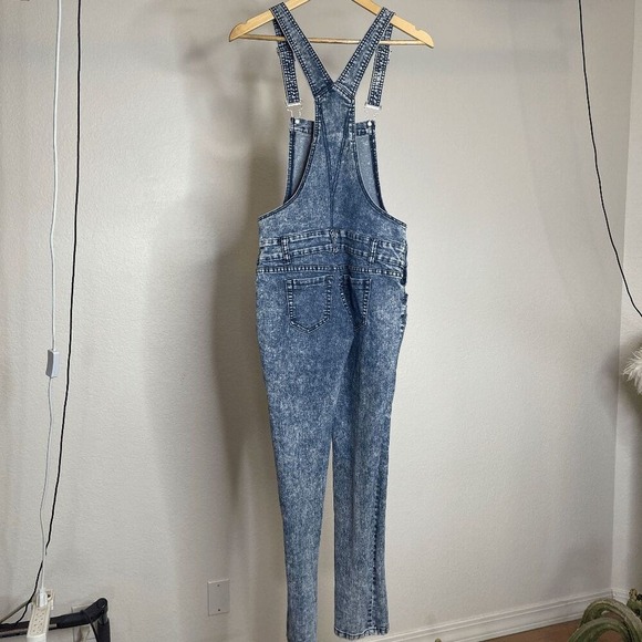 Y2K Acid Wash Denim Overalls Adjustable Straps Small - Picture 8 of 9